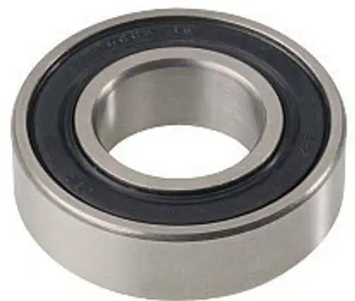 Rillenkugellager mit metallischem Außengehäuse und gummiertem Innenring, präsentiert von Bosch, geeignet für verschiedene mechanische Anwendungen.